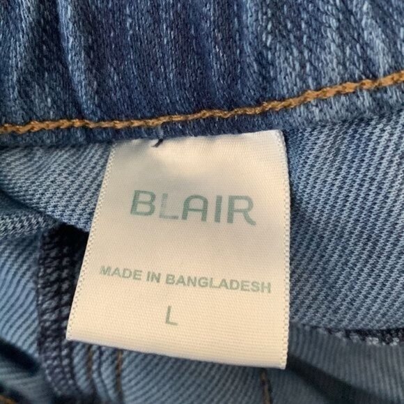 Blair Womens Elastic Waist Stretch Denim Pants Large - Picture 2 of 8